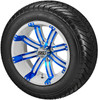 12" Casino White/Blue on 215/40-12 LSI Elite Tires (Set of 4), Fits Club Car & EZGo Carts, Golf Cart Tires and Wheels Combo