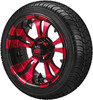14" Warlock Black/Red on 205/30-14 LSI Elite Tires (Set of 4), Fits Club Car & EZGo Carts, Golf Cart Tires and Wheels Combo