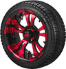 14" Warlock Black/Red on 205/30-14 Deli Tires (Set of 4), Fits Club Car & EZGo Carts, Golf Cart Tires and Wheels Combo