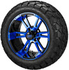 14" Raptor Black/Blue on 22x10-14 Trail Fox A/T Tires (Set of 4), Fits Club Car & EZGo carts, Golf Cart Tires and Wheels Combo, Can be Used on Lawn Mowers and ATV's