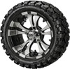 14" Warlock Black/Machined on 23x10R14 Sierra Rover Radial Tires (Set of 4), Fits Club Car & EZGo Carts, Golf Cart Tires and Wheels Combo, Can be Used on Lawn Mowers and ATV's