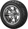 14" Yukon Mirror on 22x10-14 Trail Fox A/T Tires (Set of 4), Fits Club Car & EZGo carts, Golf Cart Tires and Wheels Combo, Can be Used on Lawn Mowers and ATV's