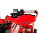 Bright red Denago Mudhawk 6 youth ATV designed for ages 6 and up, featuring a 107cc 4-stroke engine, fully automatic transmission with reverse, LED lighting, rear cargo rack, independent front suspension, and rear hydraulic disc brakes.
