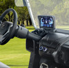Tara Explorer 2+2 electric golf cart featuring lifted suspension, off-road silent tread tires, touchscreen with Apple CarPlay & Android Auto, 4 luxury imitation leather seats, built-in refrigerator, illuminated cuboid soundbar, LED lights, flip-flop rear seat with storage, and rugged outdoor-ready styling.