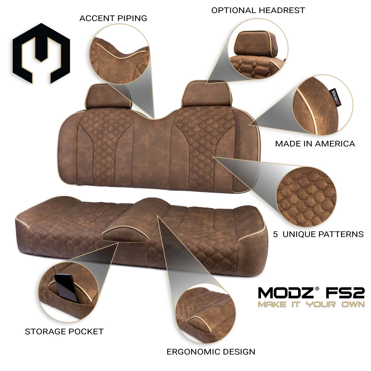 MODZ® FS2 Custom Golf Cart Front Seat for Club Car Precedent/Onward/Tempo - [2004-Up]