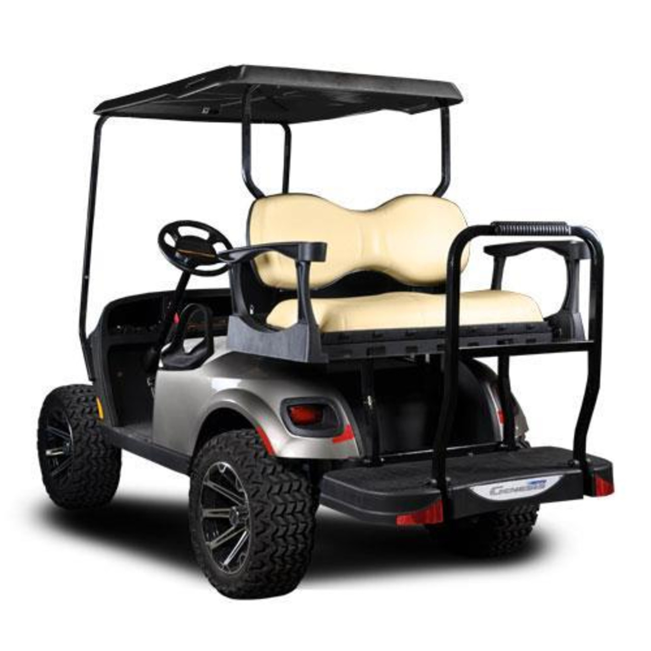 MadJax Genesis 250 with Deluxe Tan Steel Rear Flip Seat - E-Z-GO TXT