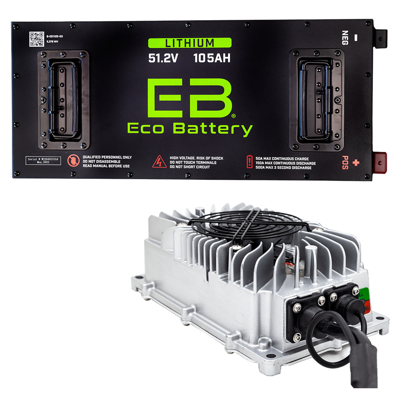 51V 105AH Eco LifePo4 Lithium Battery Kit with Charger – Skinny Style Battery