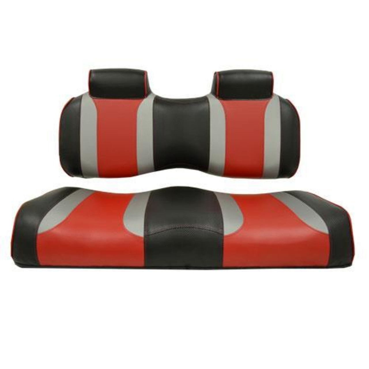 MadJax® Tsunami Shockjet–Liquid Silver w/ Hot Rod Red E-Z-GO TXT/RXV Front Seat Cushions