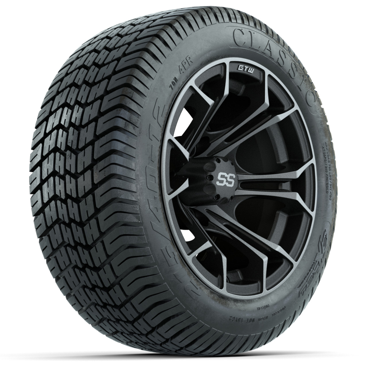 Set of (4) 12 in GTW Spyder Wheels with 215/40-12 Excel Classic Street Tires
Item # A19-548
