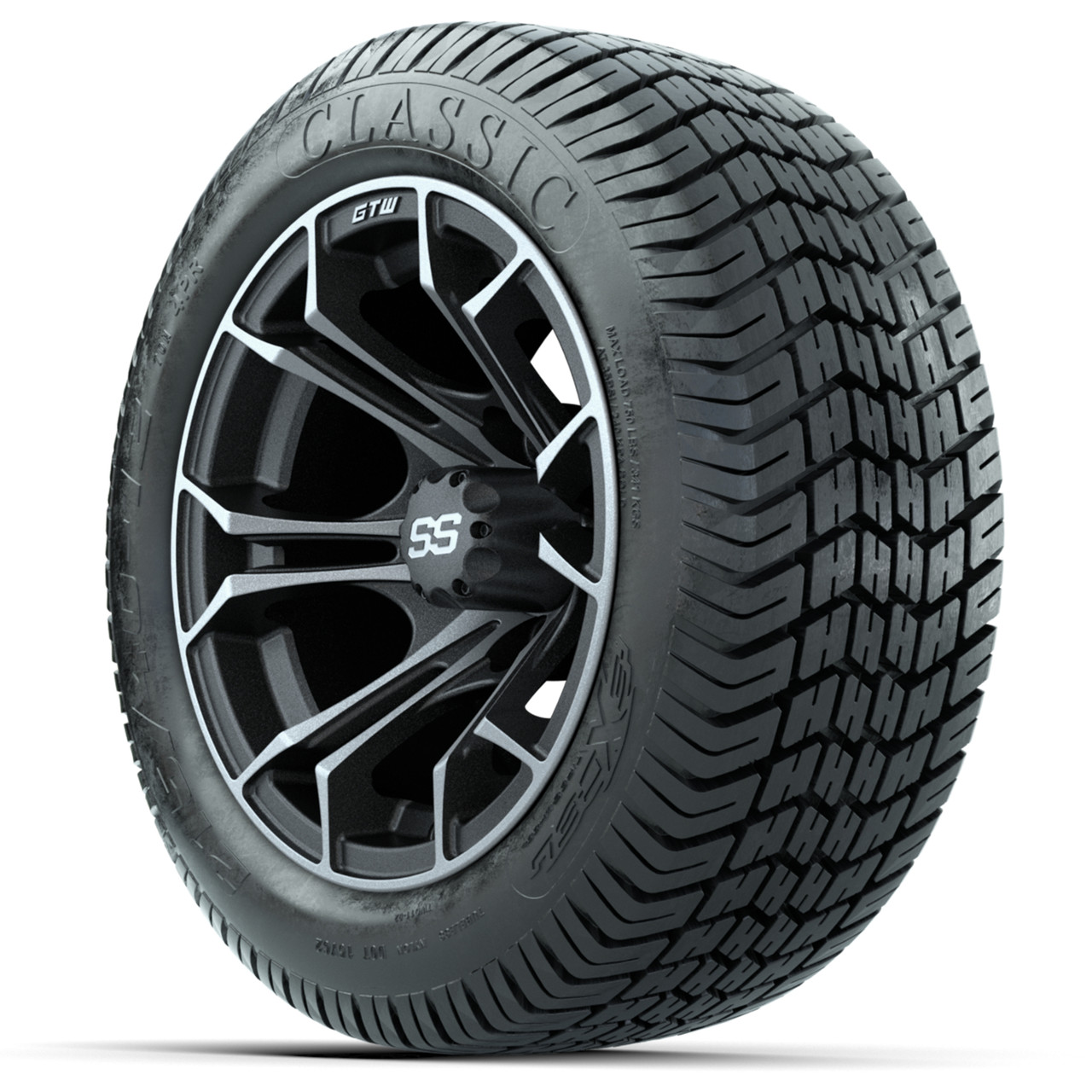 Set of (4) 12 in GTW Spyder Wheels with 215/40-12 Excel Classic Street Tires
Item # A19-548