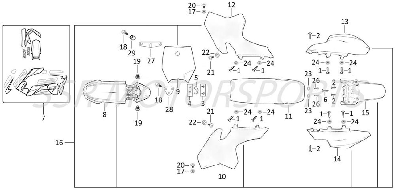 8	A00685-02-02	FRONT FENDER	BLACK (SR70C)