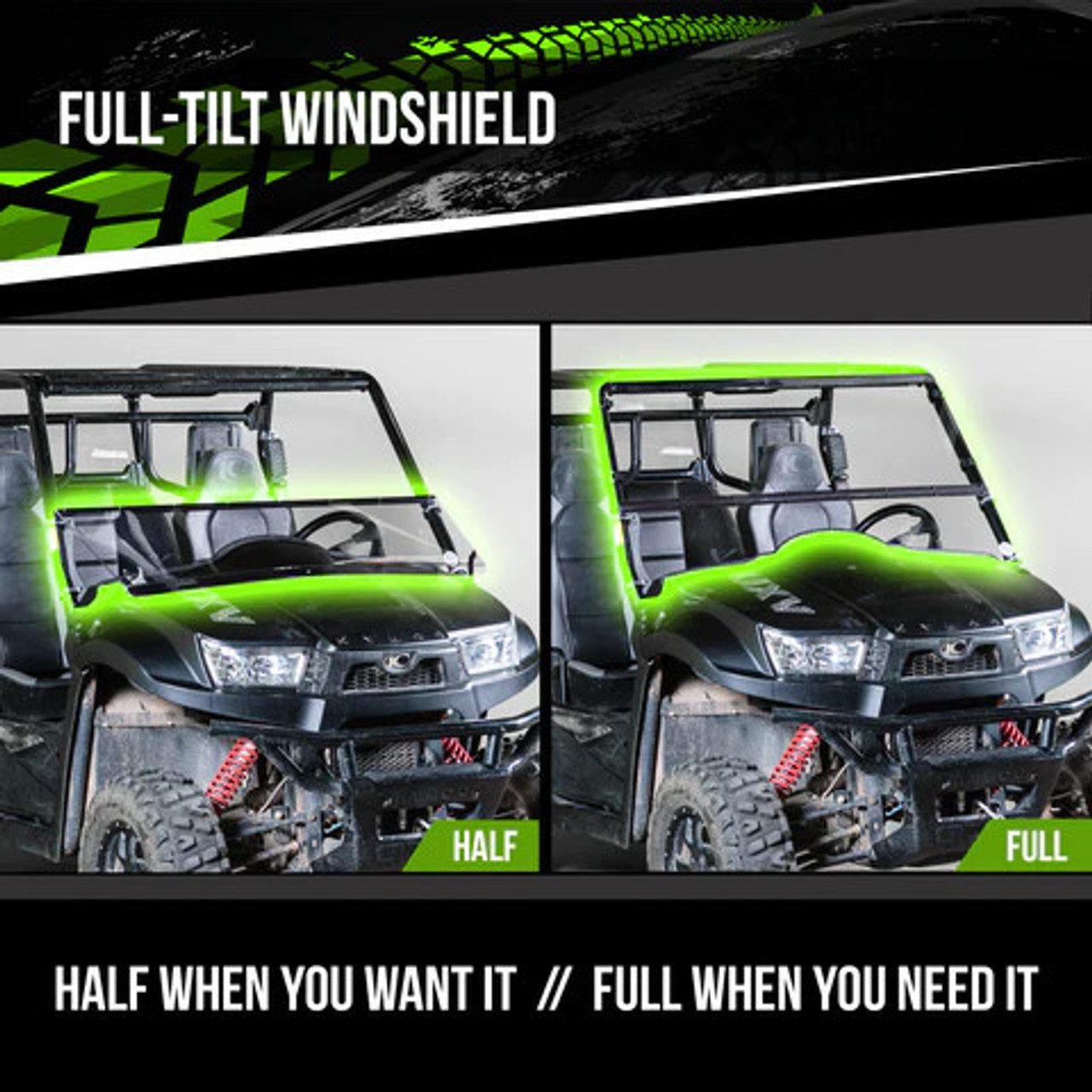 TERRARIDER KYMCO 700I (2018+) 2 & 4 SEATER TILTING UTV WINDSHIELD - SCRATCH RESISTANT 1/4”