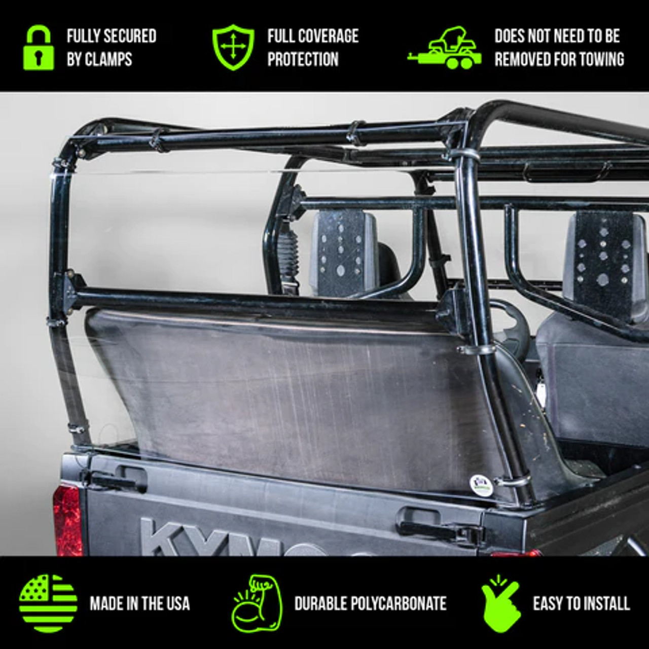 TERRARIDER KYMCO 700I (2018+) 2 & 4 SEATER BACK UTV WINDSHIELD - STANDARD 3/16”