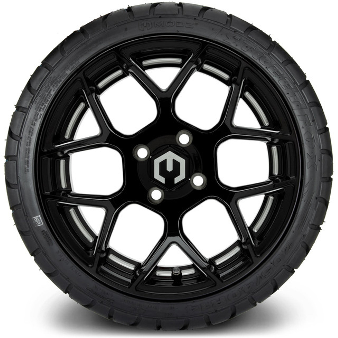 MODZ 14" Renegade Glossy Black with Ball Mill Wheels & Street Tires Combo