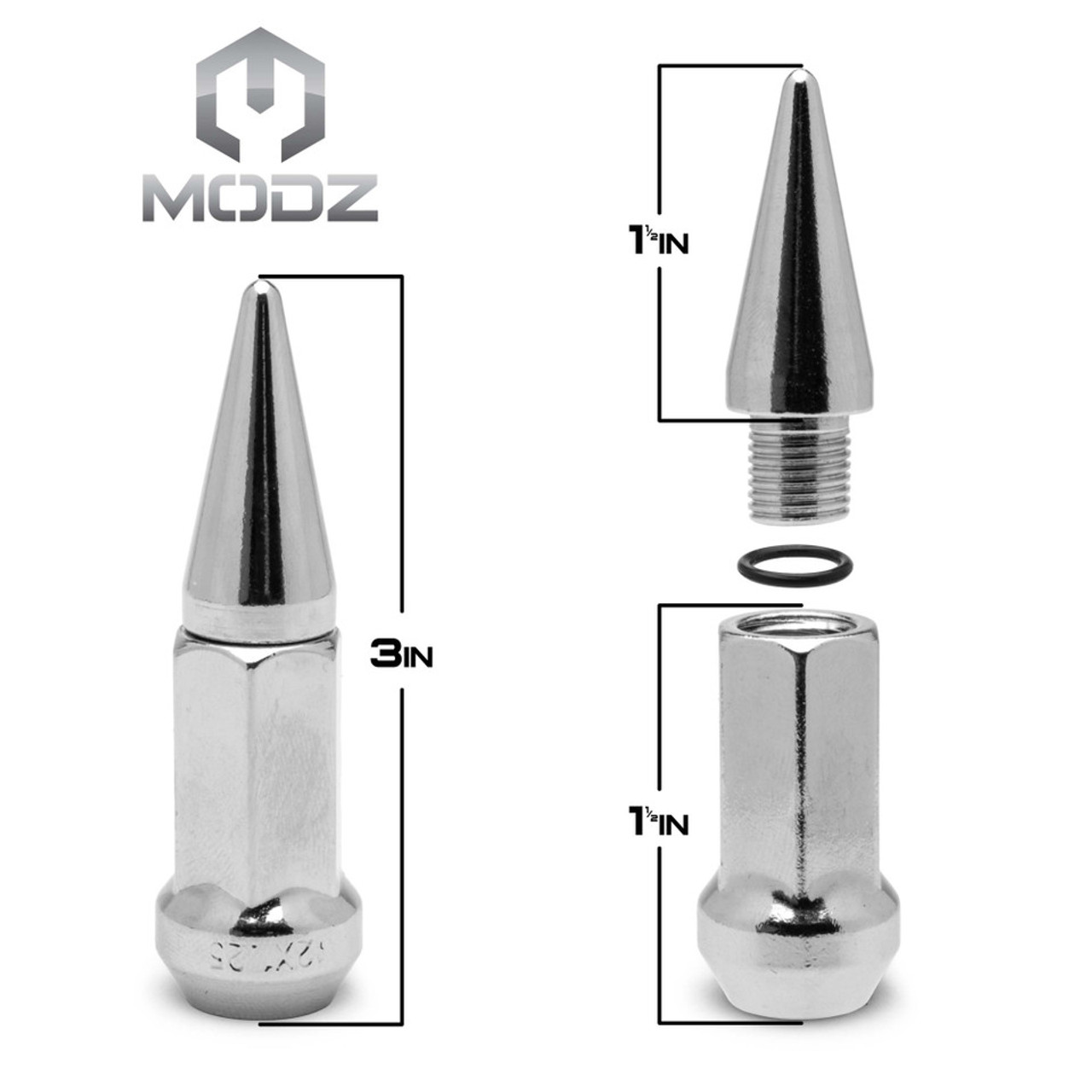 MODZ® Spiked Chrome Lug Nuts - Pack of 16
