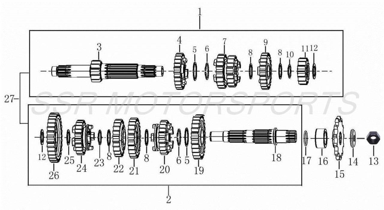 COUNTERSHAFT ASSEMBLY/MAINSHAFT ASSEMBLY PACKAGE SSR SR300