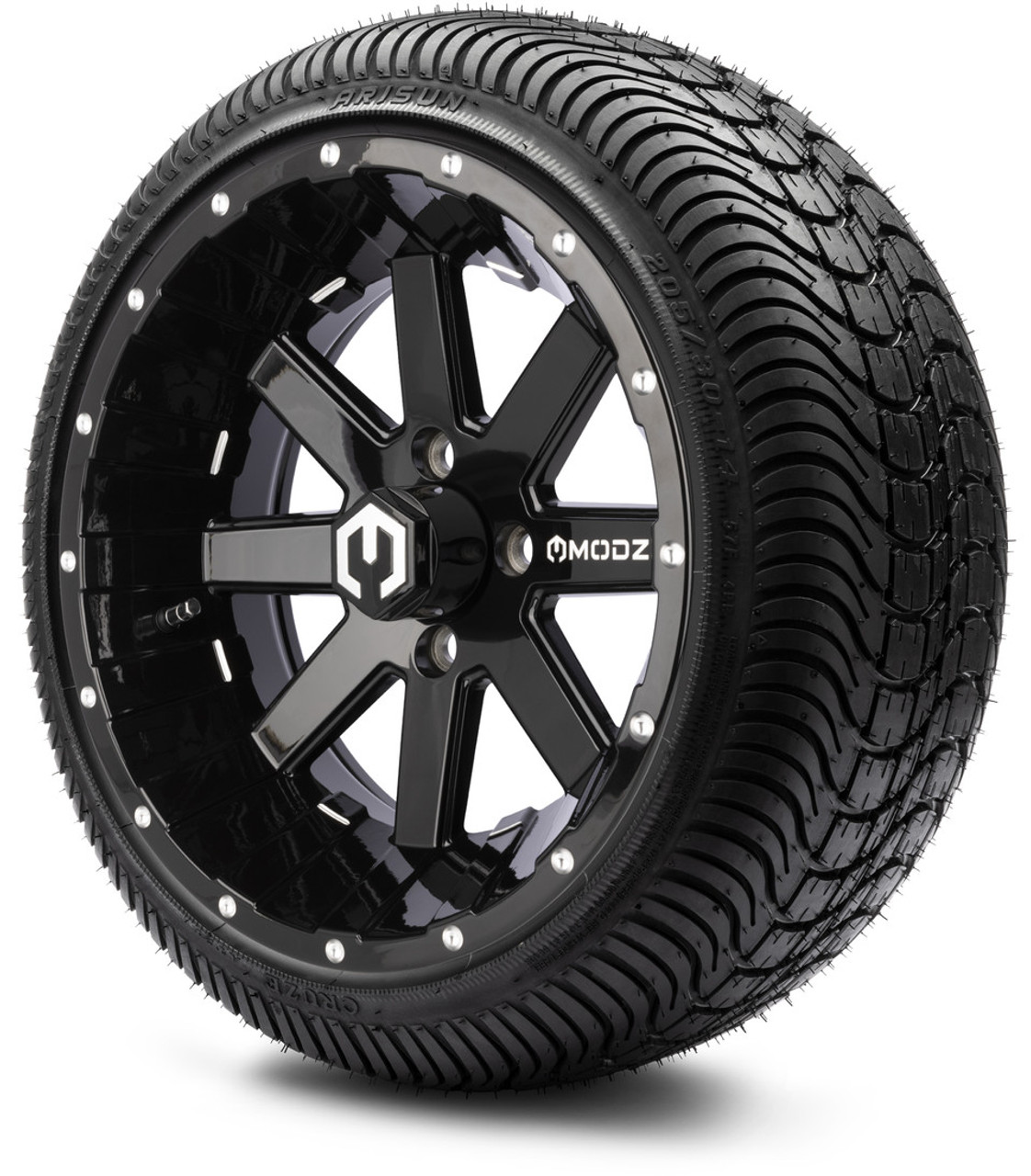 MODZ® 14" Assault Glossy Black with Ball Mill Wheels & Street Tires Combo