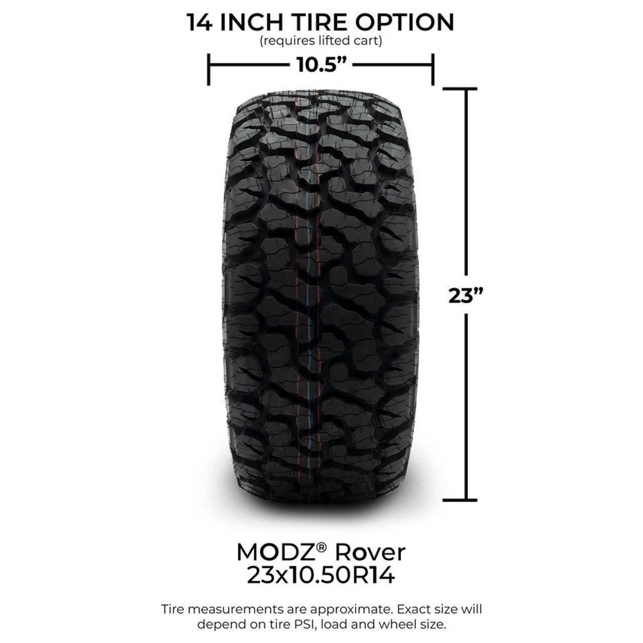 MODZ 14" VORTEX GLOSSY BLACK - LIFTED TIRES AND WHEELS COMBO