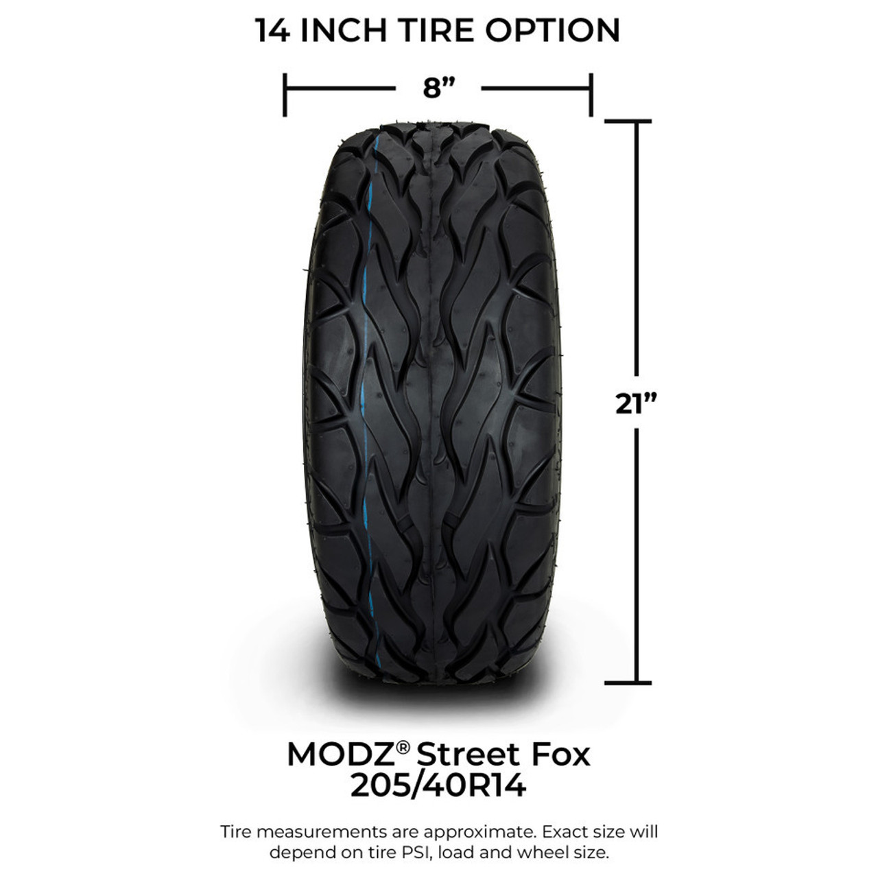 MODZ 14" Vampire Machined Black Wheels & Street Tires Combo