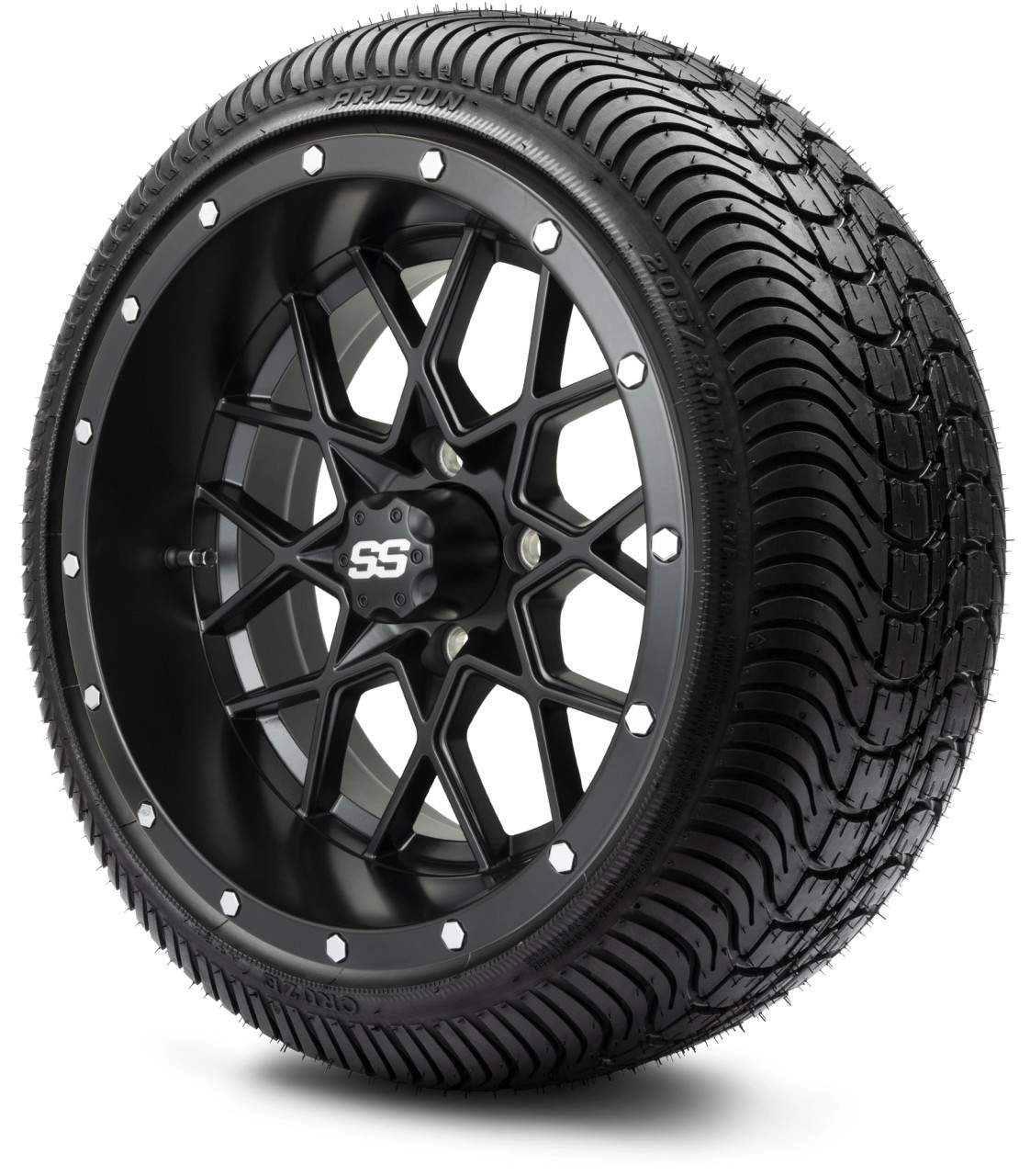 MODZ 14" Vortex Matte Black Wheels & Street Tires Combo