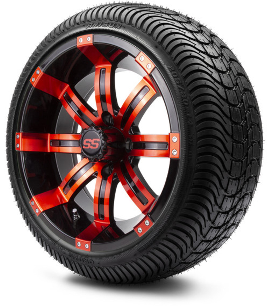 MODZ 14" Tempest Red and Black Wheels & Street Tires Combo