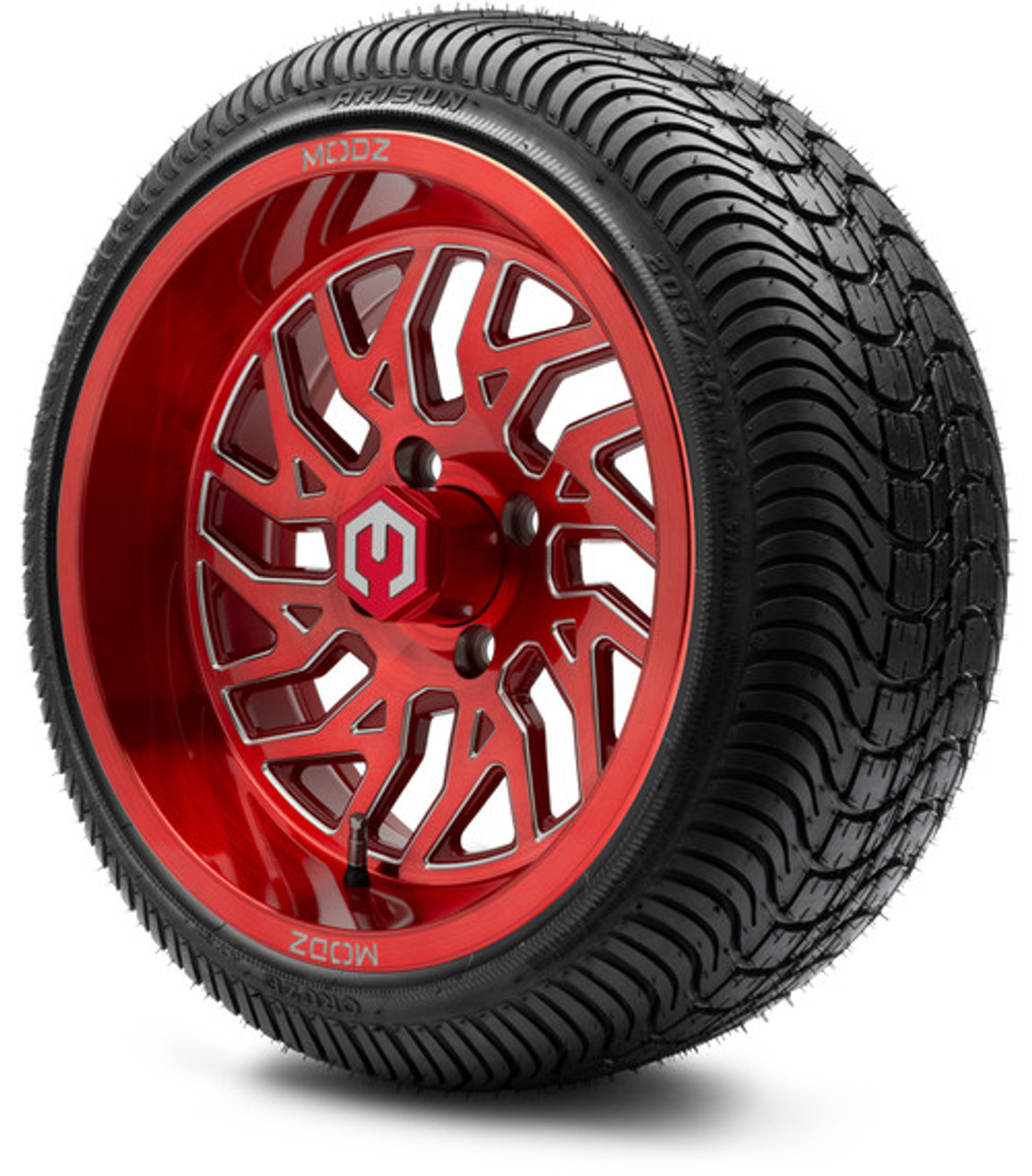 MODZ 14" Carnage Brushed Red with Ball Mill Wheels & Street Tires Combo