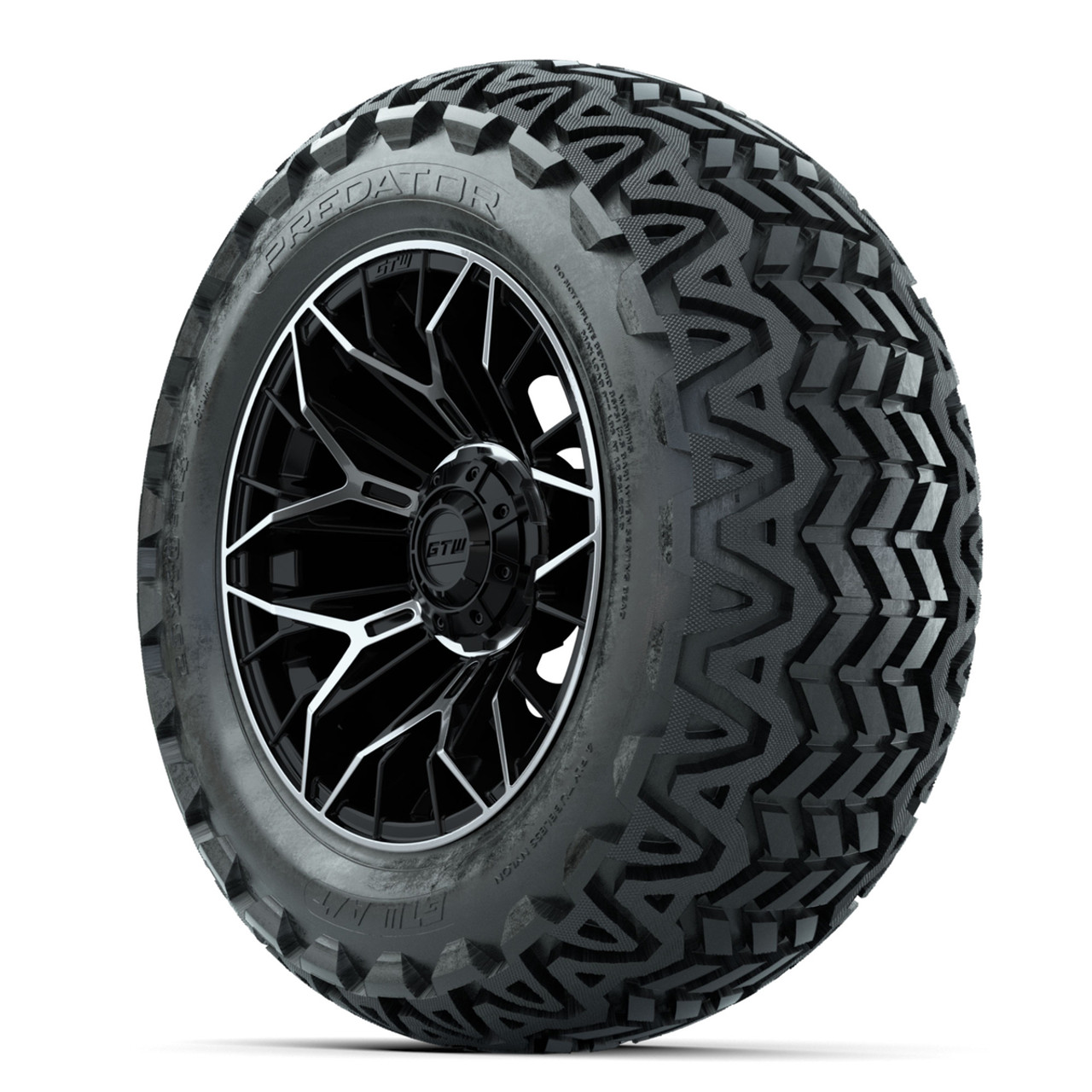 Set of (4) 14 in GTW Stellar Machined & Black Wheels with 23x10-14 Predator All-Terrain Tires
