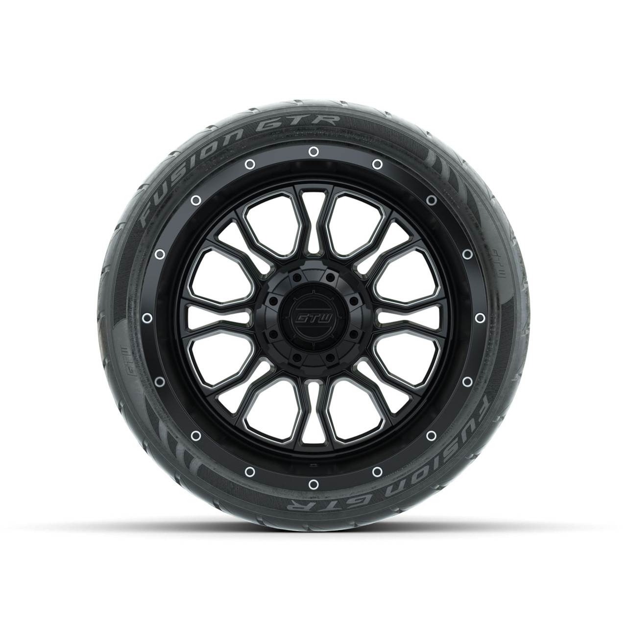 Set of (4) 14 in GTW Volt Machined & Black Wheels with 205/40-R14 Fusion GTR Street Tires
