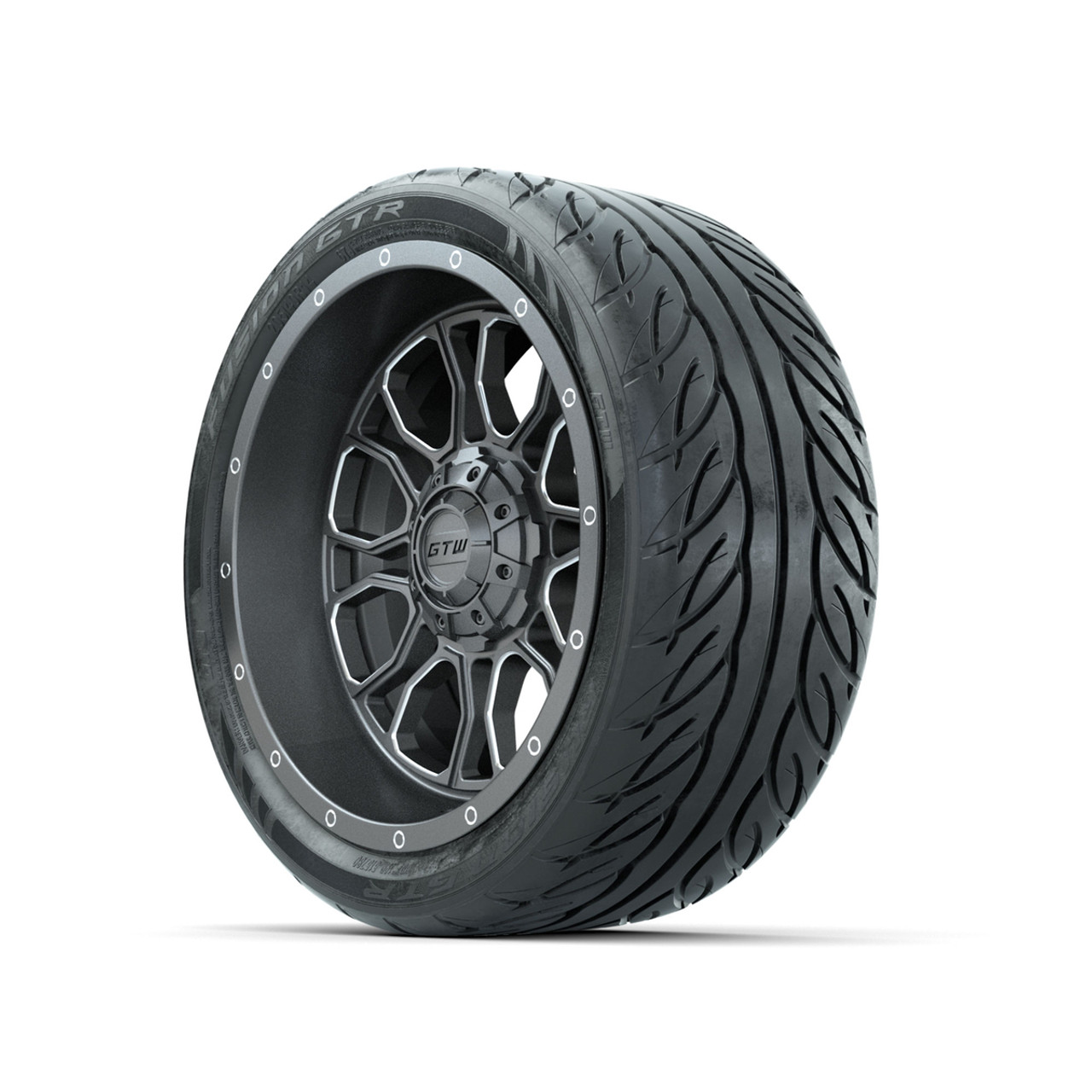 Set of (4) 14 in GTW Volt Gunmetal Wheels with 205/40-R14 Fusion GTR Street Tires
