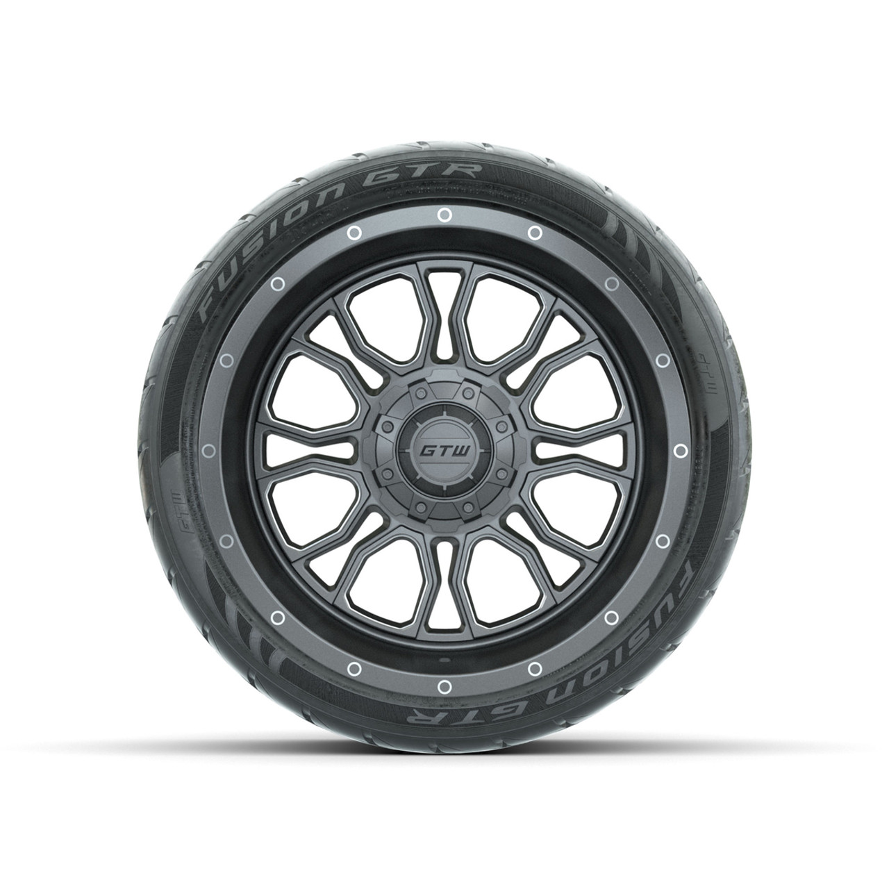 Set of (4) 14 in GTW Volt Gunmetal Wheels with 205/40-R14 Fusion GTR Street Tires