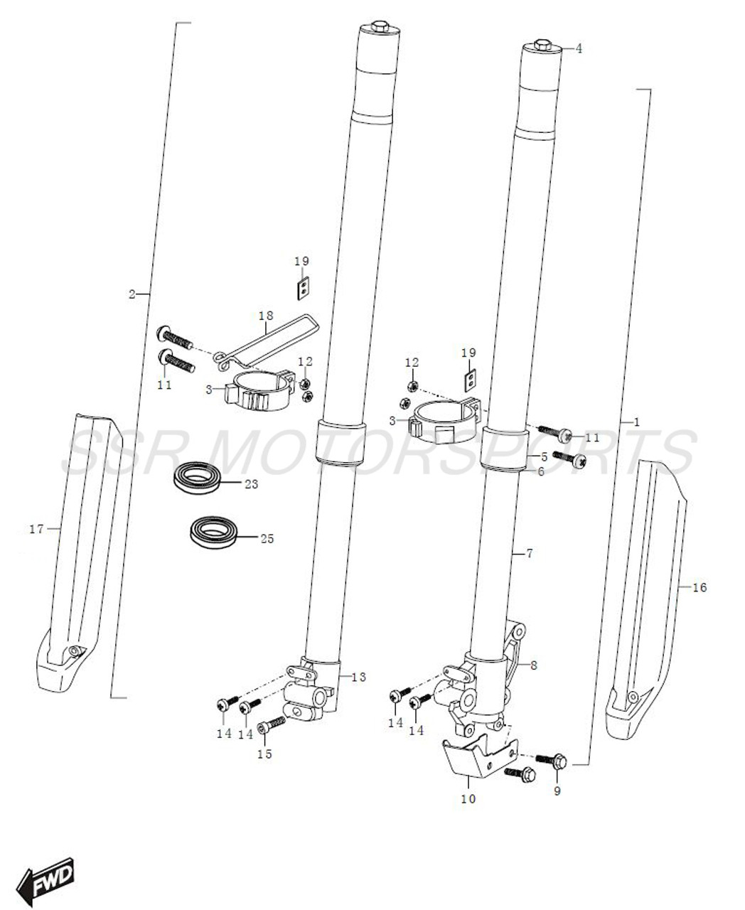 SSR XF250 Fork Assembly (Free Shipping)