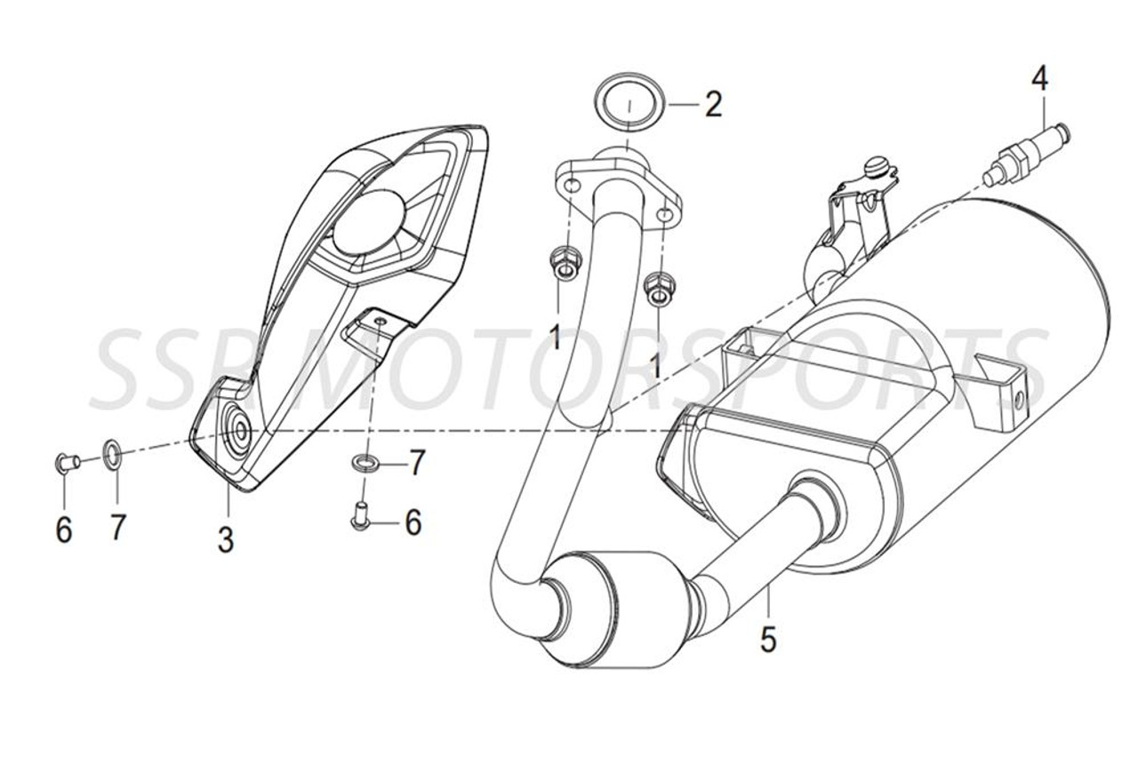 QJ Motor SRF135 Muffler Heat Shield/Oxygen Sensor/Muffler package (Free Shipping)