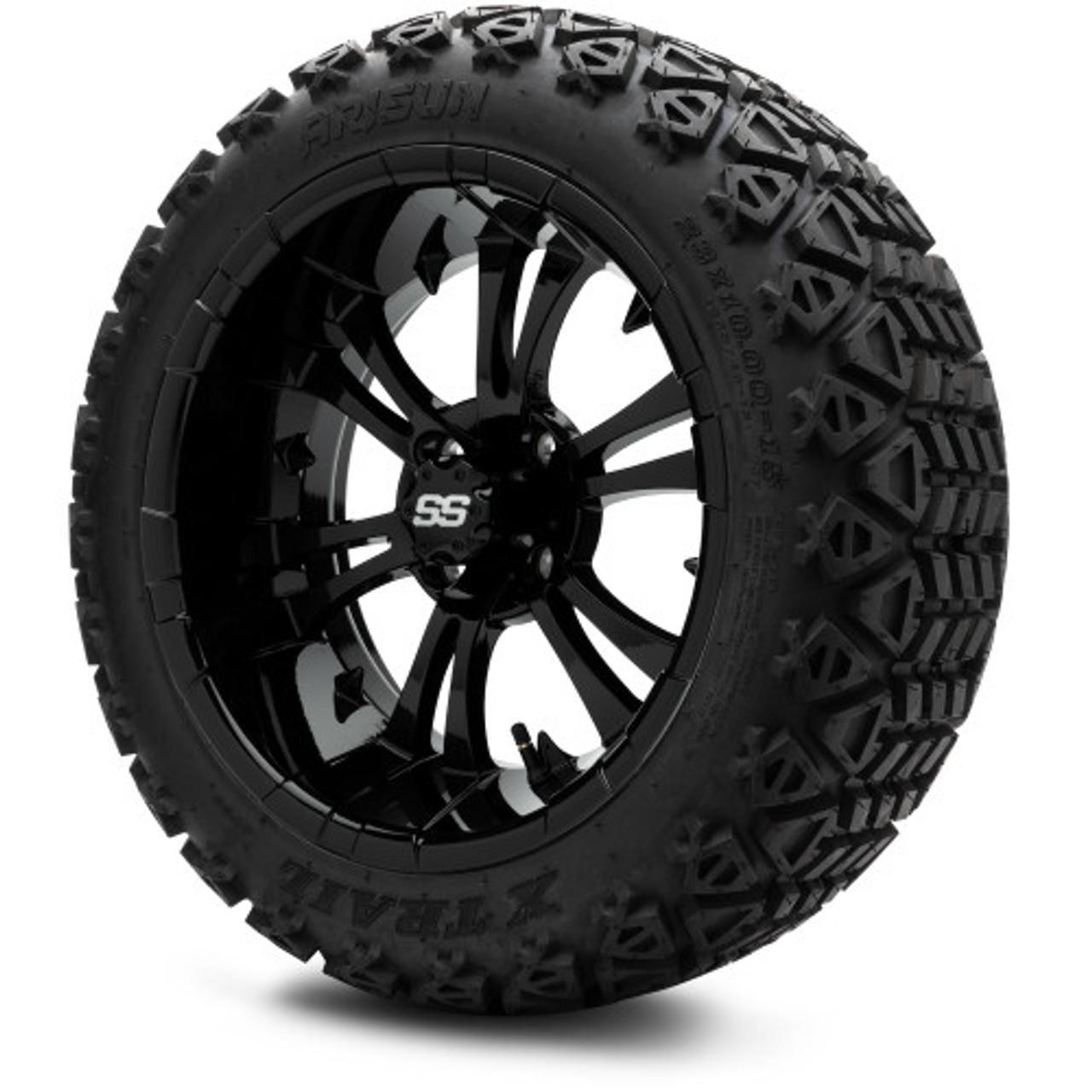 MODZ 15" Vampire Glossy Black Wheels & Off Road Tires Combo
