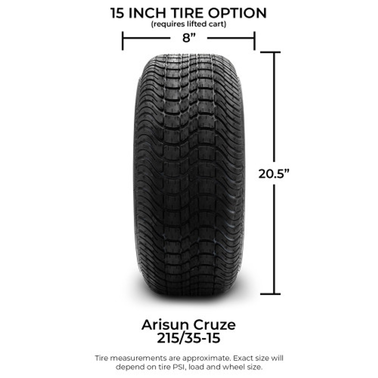 Arisun Cruze Street Golf Cart Tire 215/35-15 DOT (4 Ply)