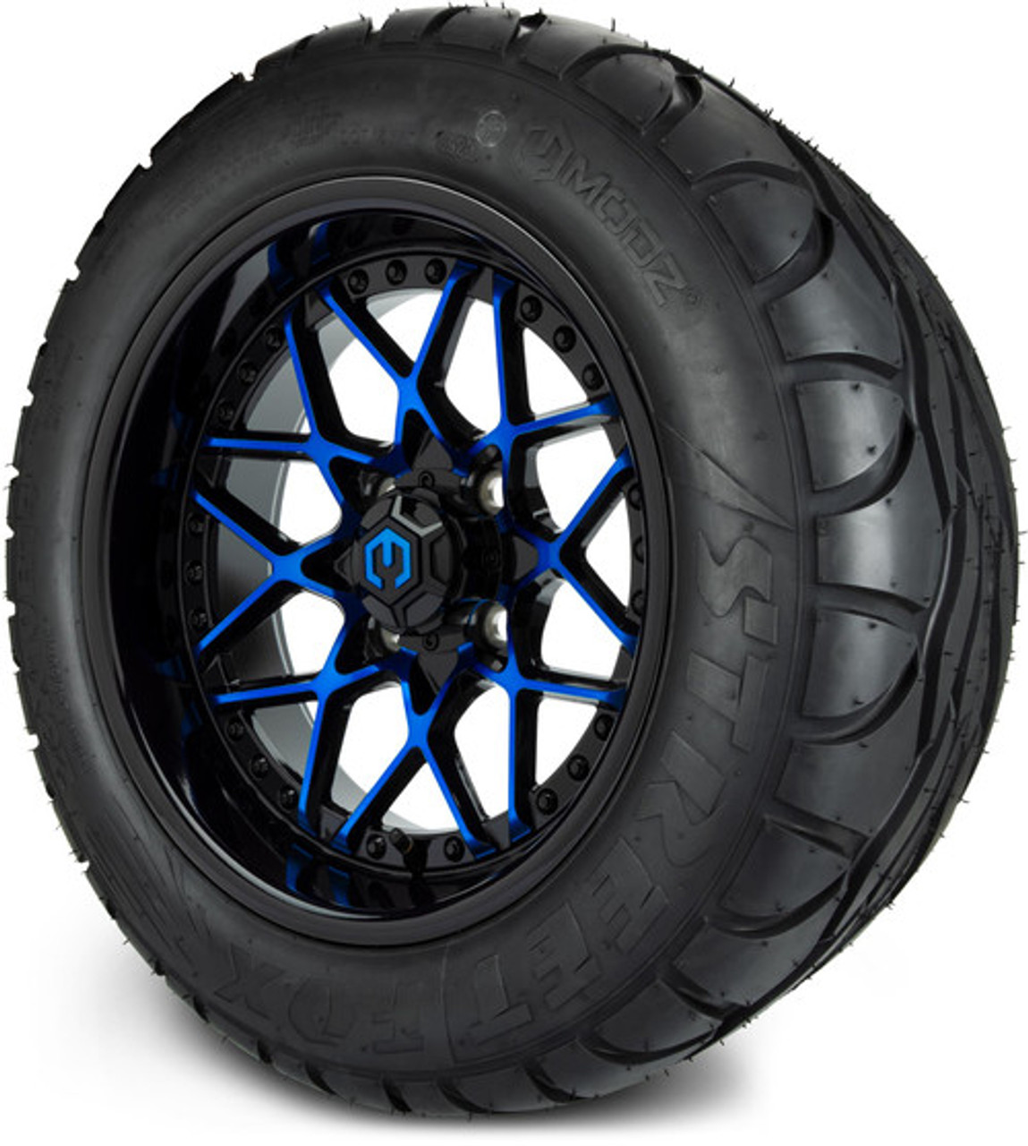 MODZ 14" Formula Blue and Black Wheels & Street Tires Combo