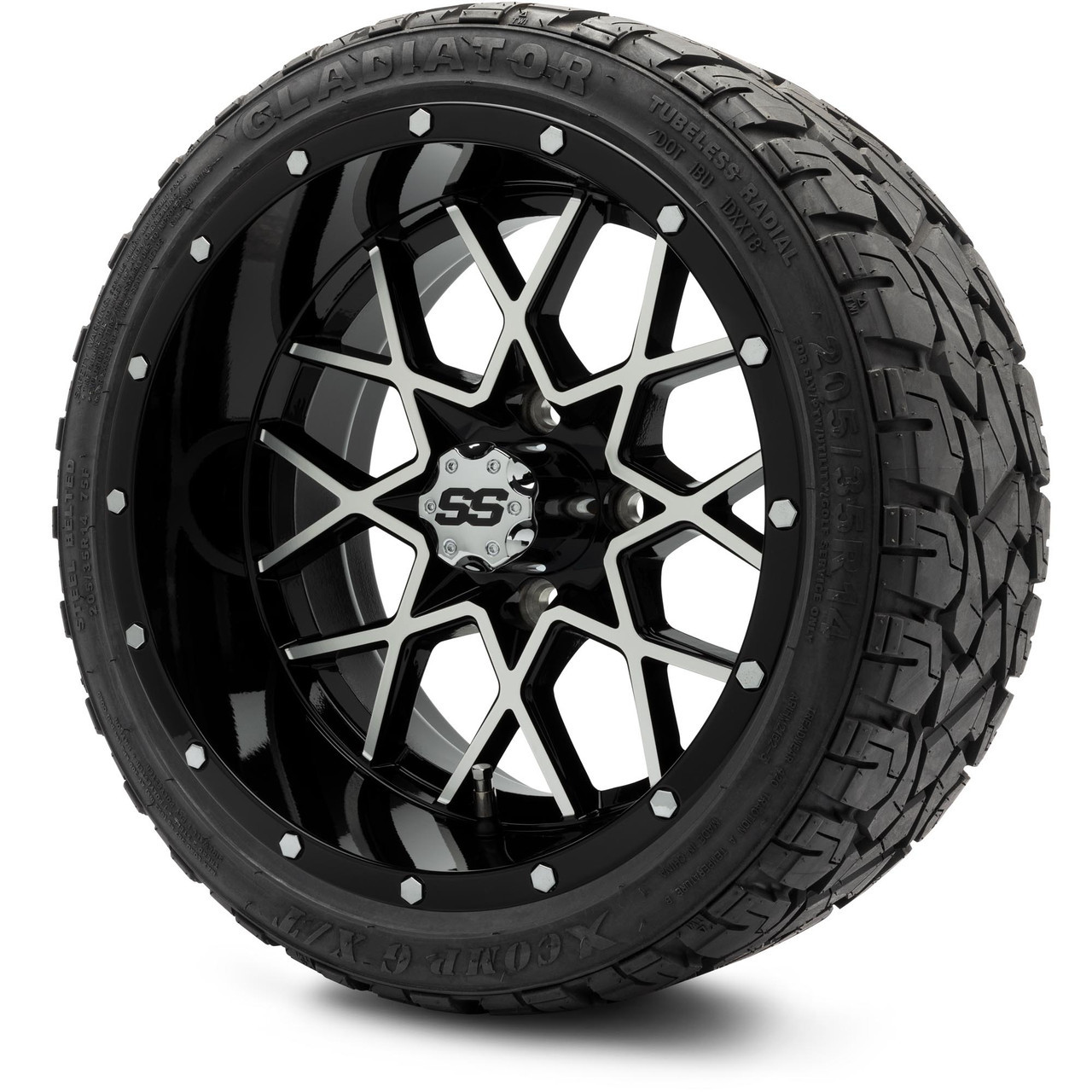 MODZ 14" Vortex Machined Black Wheels & Off-Road Tires Combo