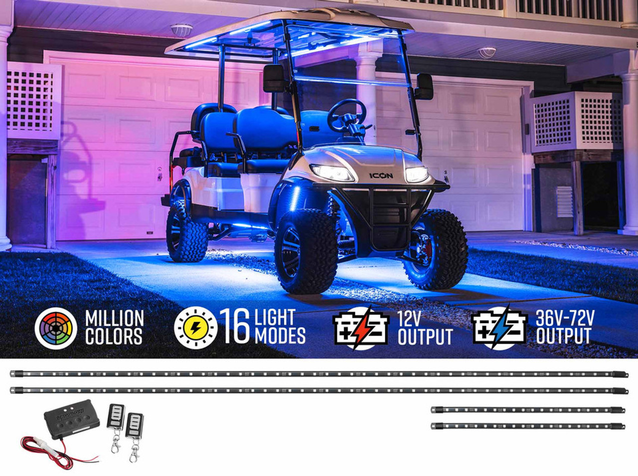 Million Color Expandable LED 6-Seater Golf Cart Underbody Lighting Kit