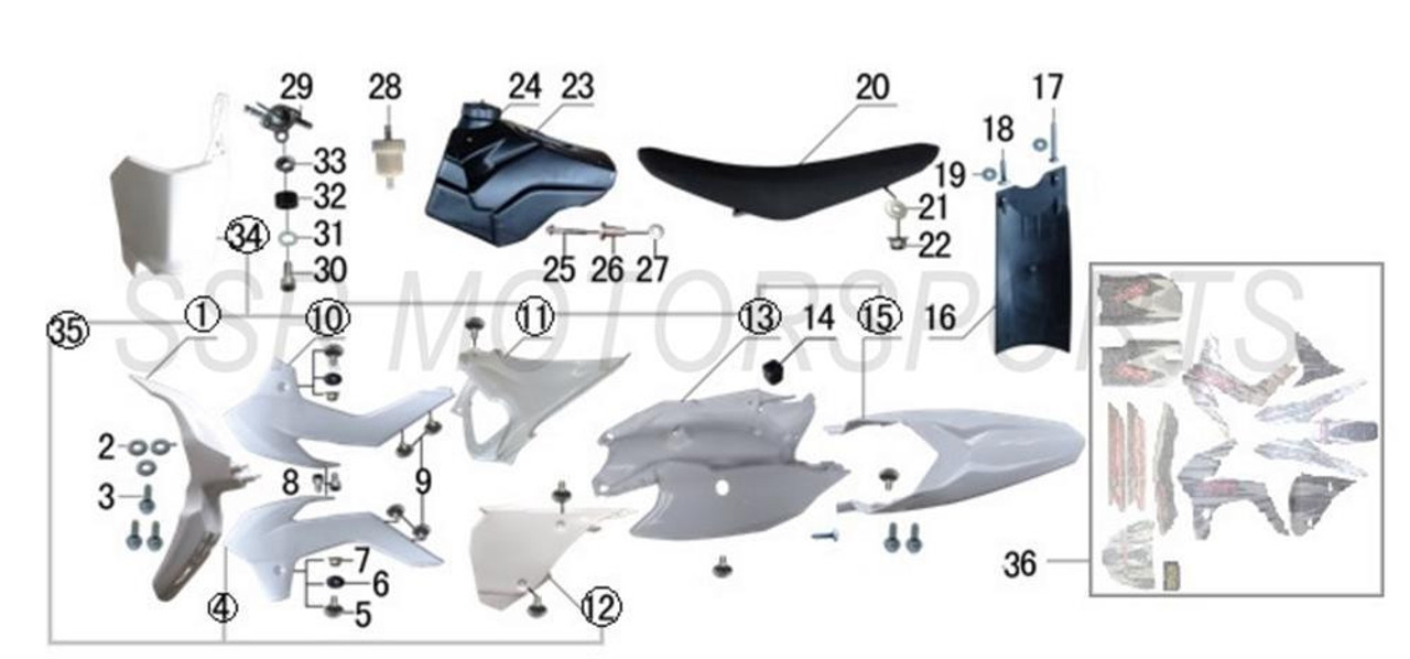 Rear Fender (White) for SSR SR150, SR189 (2016-2019)