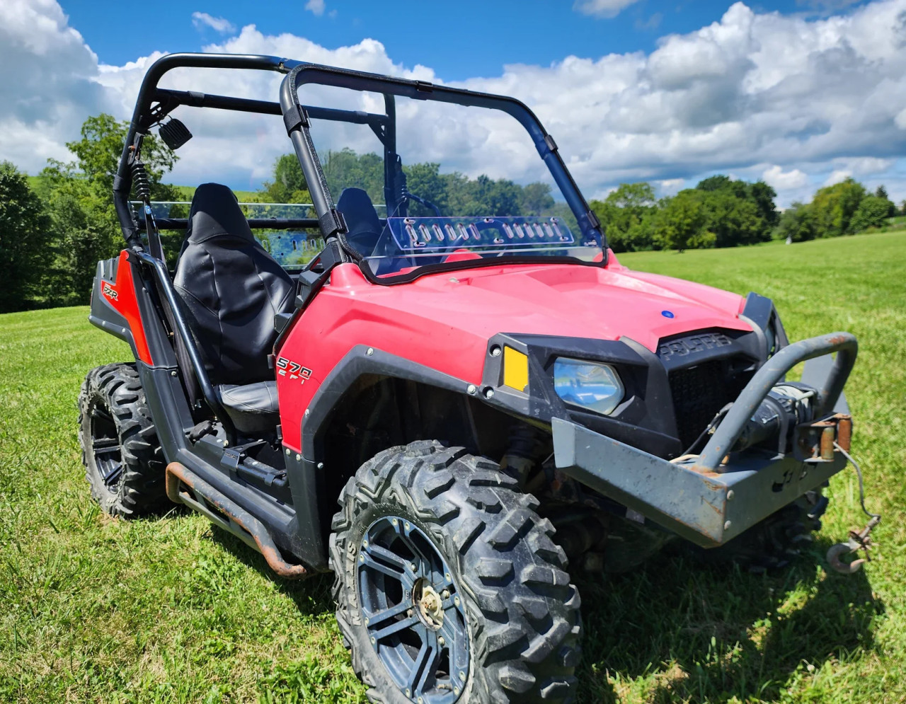 Polaris RZR 570/800/900 - 1 Pc Scratch-Resistant Windshield with Clamp and Vent Options