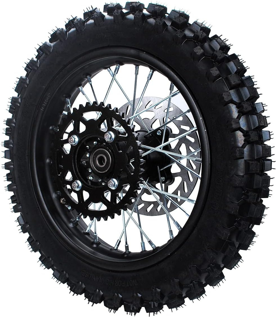 Rim tube tire 80/100-12 3.00-12 12-15MM axle 12"Complete rear wheel For small Dirt Pit Bike