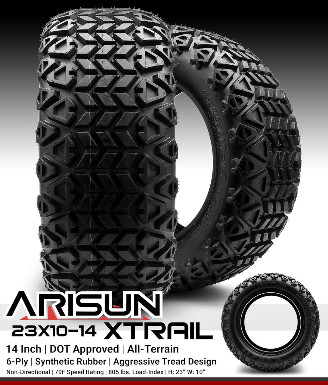 MODZ® Blitz Matte Bronze 14" Golf Cart Wheels and Arisun X-Trail (23x10-14) DOT All-Terrain Golf Cart Tires Combo - Set of 4