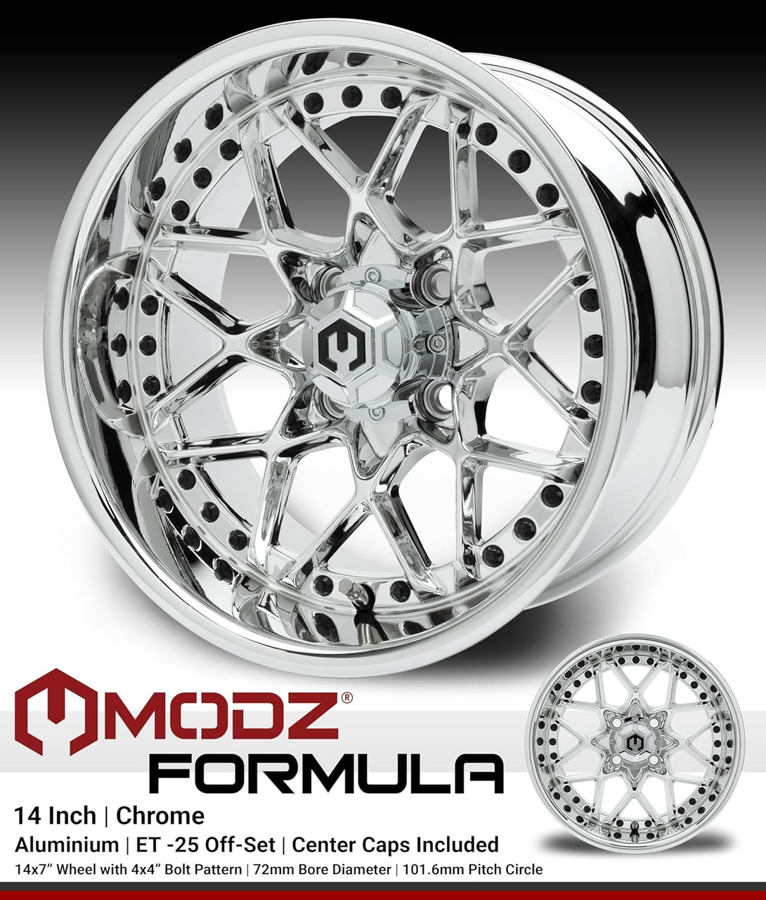 MODZ® Formula Chrome 14" Golf Cart Wheel