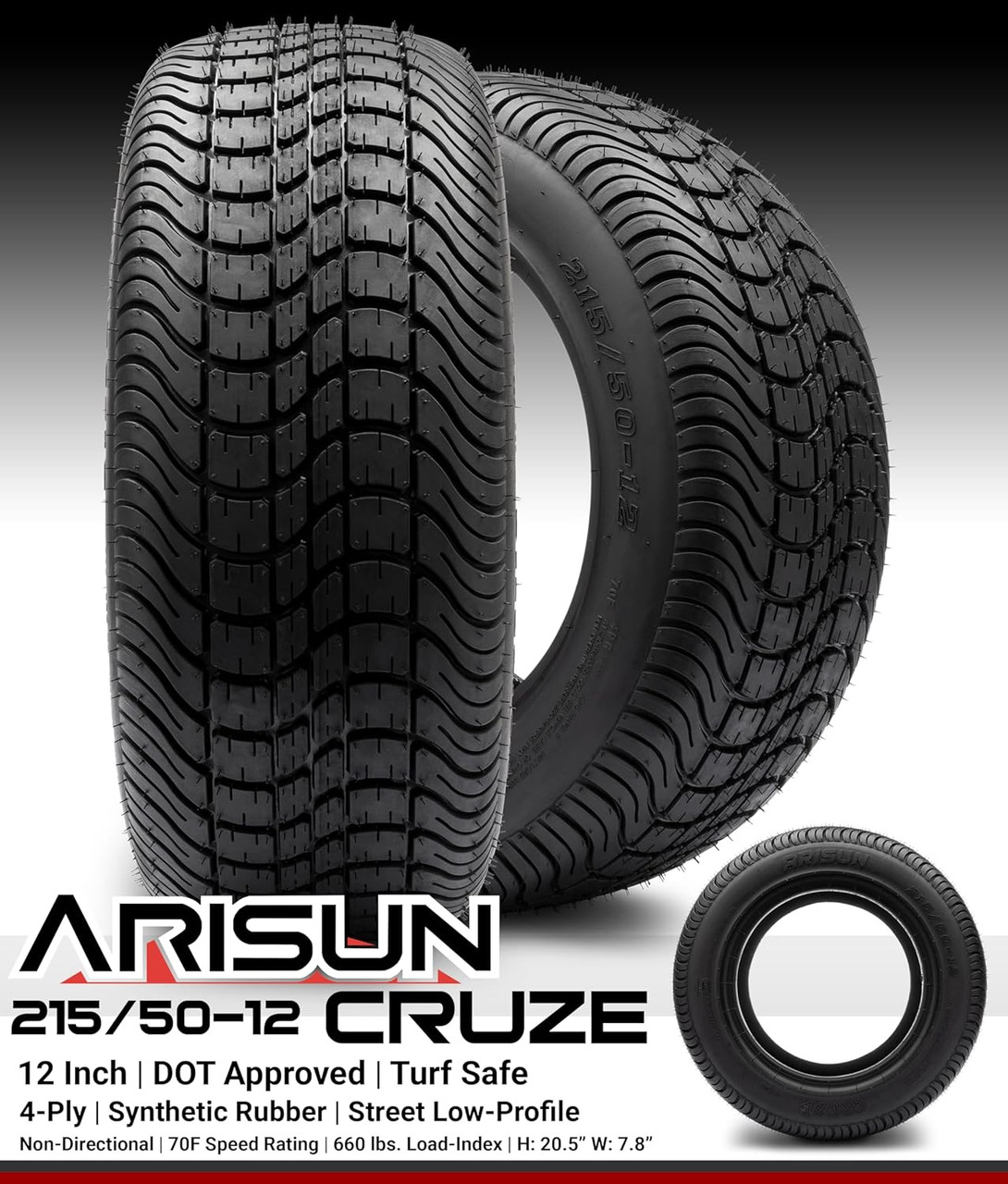 MODZ® Bomber Matte Bronze 12" Golf Cart Wheels and Arisun Cruze (215/50-12) DOT Low Profile Golf Cart Tires Combo - Set of 4