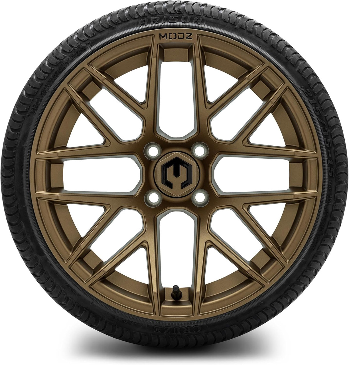 MODZ® Matrix Matte Bronze 15" Golf Cart Wheels and Arisun Cruze (215/35-15) Low Profile DOT Golf Cart Tires Combo - Set of 4