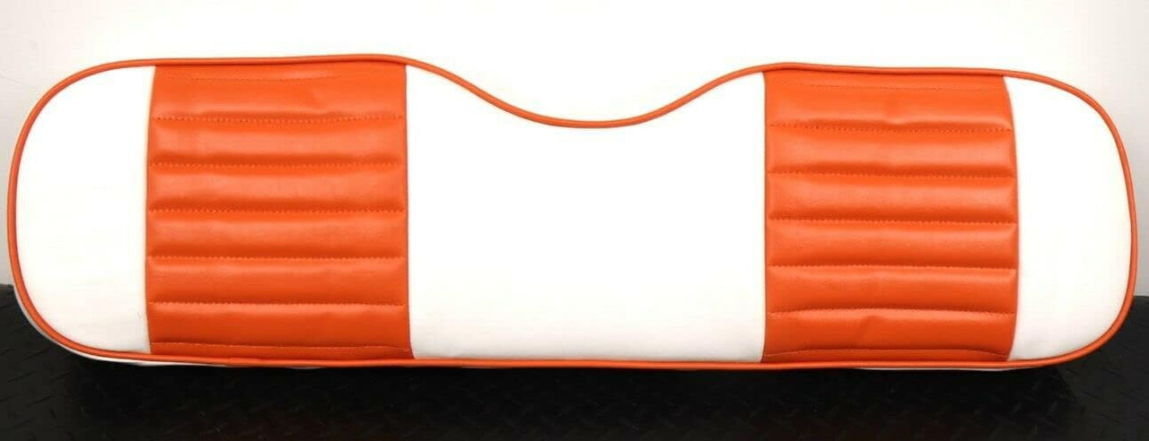 Huskey 4PCS Golf Cart Front/Rear Seat Covers for EZGO TXT 2014+, Valor Gas and Electric Models Custom Fit Two-Tone Black with Orange Stripe & Piping, Marine Grade Vinyl, Staple On Design