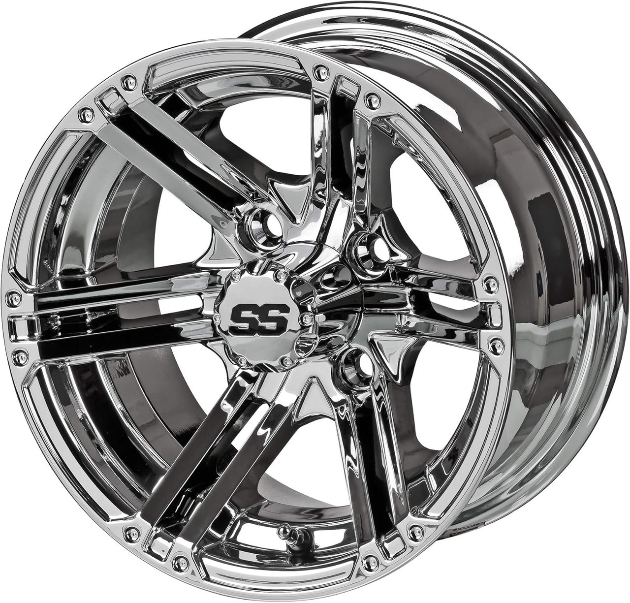 12" Yukon Mirror on 215/35-12 LSI Elite Tires (Set of 4), Fits Club Car & EZGo Carts, Golf Cart Tires and Wheels Combo