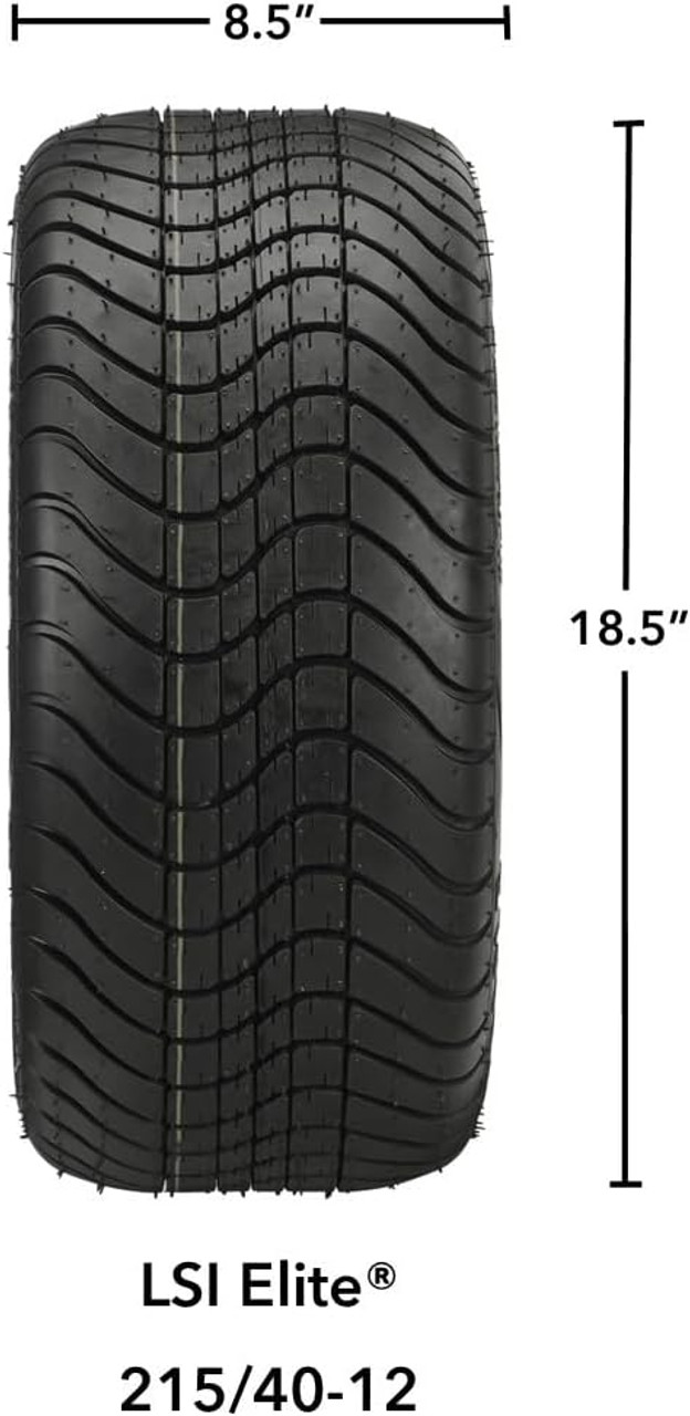 12" Maltese Cross Black/Red on 215/40-12 LSI Elite Tires (Set of 4) fits Standard Lug Nuts