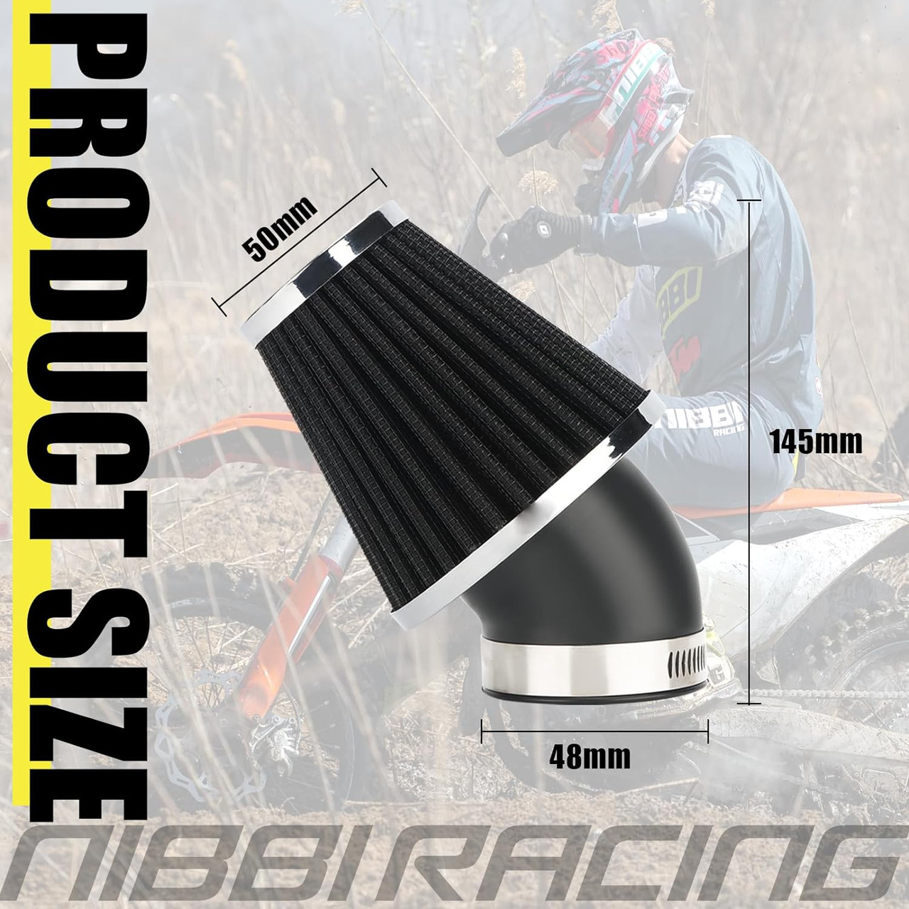 NIBBI PE17 Carburetor with 48mm Air Filters, 17mm carburetor