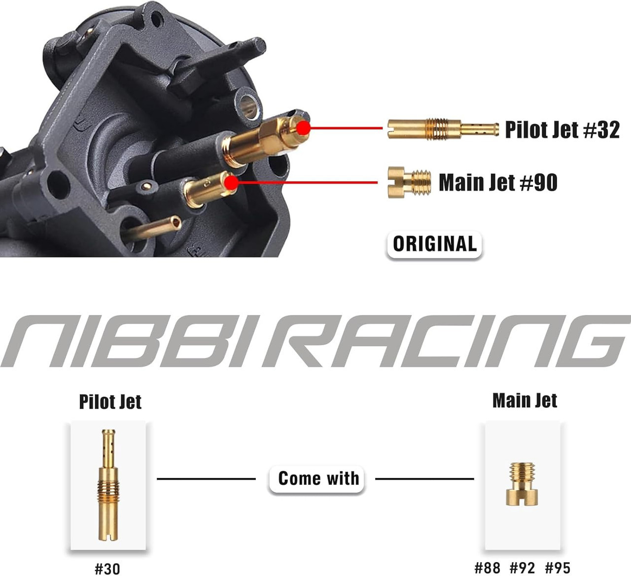 NIBBI PE24 Carburetor Kit, 24mm carburetor with Carb Jets