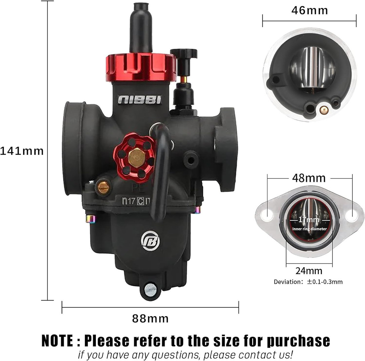 NIBBI PE24 Carburetor Kit, 24mm carburetor with Carb Jets